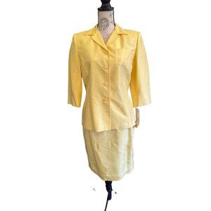 Travis Ayers Silk Yellow Blazer Knee Length Pencil Skirt Suit Set 8 NEW Coastal